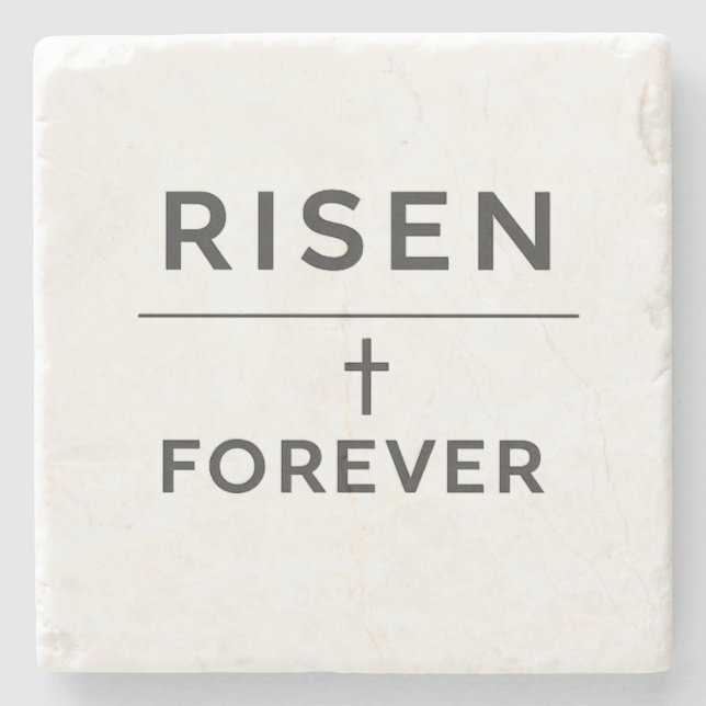 Auferstanden + Forever Sticker  Steinuntersetzer (Vorderseite)