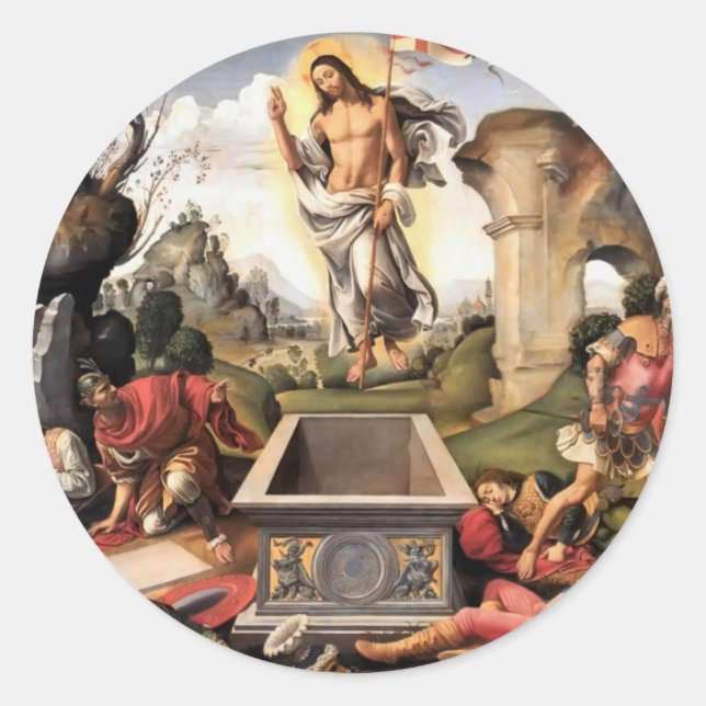 Auferstehung Christi Runder Aufkleber (Vorderseite)