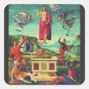 Auferstehung Jesu Christi durch Raphael Quadratischer Aufkleber