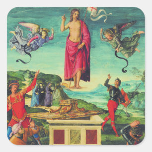 Auferstehung Jesu Christi durch Raphael Quadratischer Aufkleber