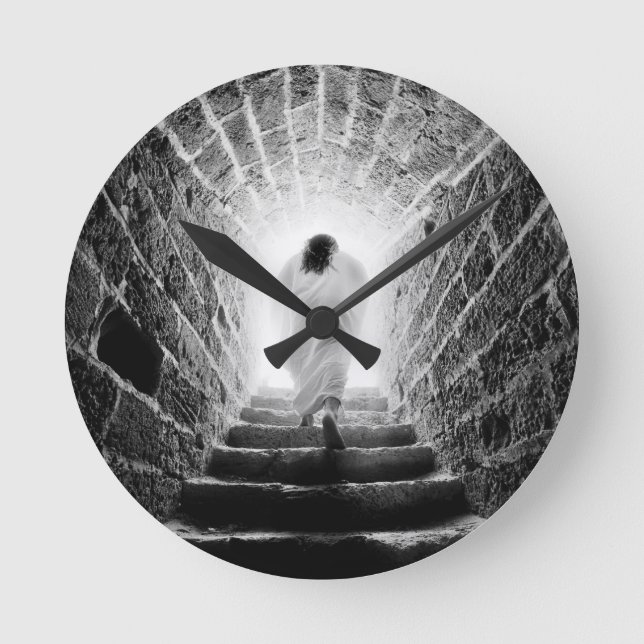 Auferstehung Jesu Christi Runde Wanduhr (Vorderseite)