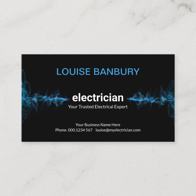 Auffallend Blue Electric Blitze Electrician Visitenkarte (Vorderseite)