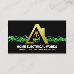 Auffallend grüner Blitz Gold Electric Zuhause Bulb Visitenkarte