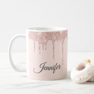 Auffallend Rosa Glitzer Mit Monogramm Kaffeetasse