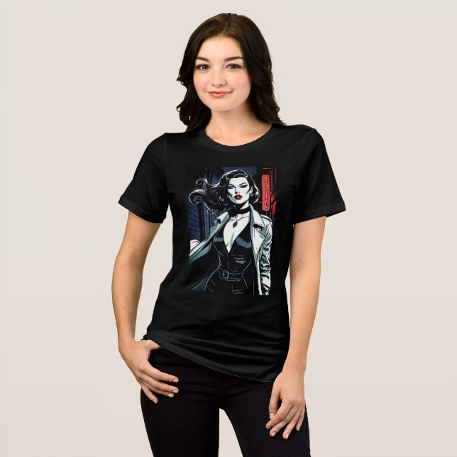 Auffallende Frau Fatale Film-Noir Tri-Blend Shirt (Vorderseite voll)