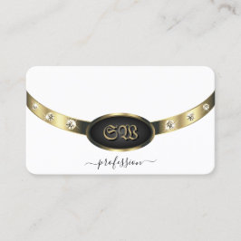Auffallende Gold Black and White Monogram Diamonds Visitenkarte