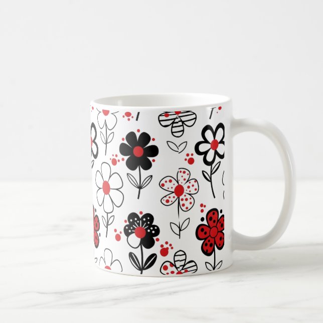Auffallende grafische Blume Kaffeetasse (Rechts)
