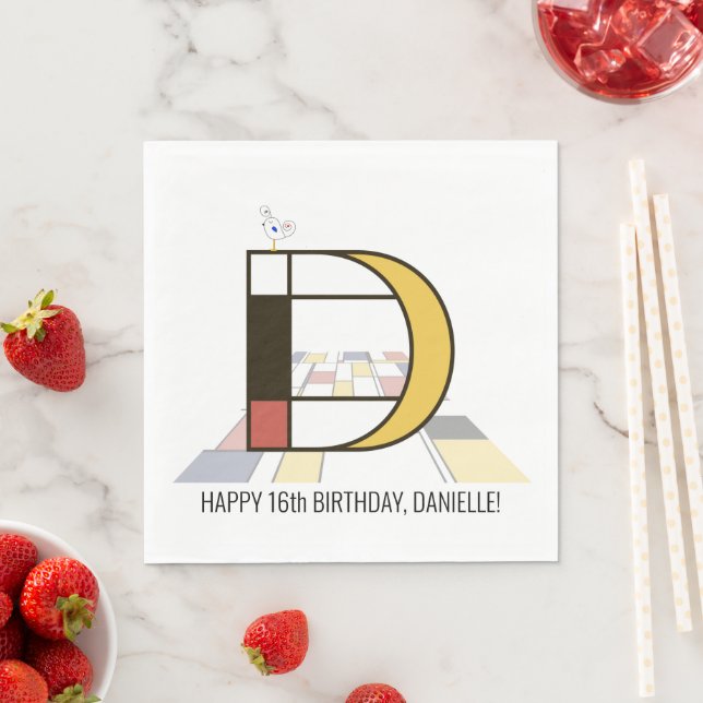 Auffallende Neoplastik Style Monogramm. Buchstabe  Serviette (Beispiel)