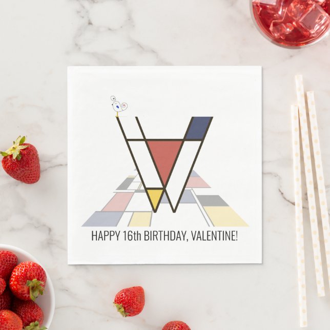 Auffallende Neoplastik Style Monogramm. Buchstabe  Serviette (Beispiel)