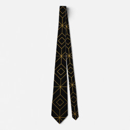 Auffallende schwarz-goldene geometrische Neck-Tie Krawatte