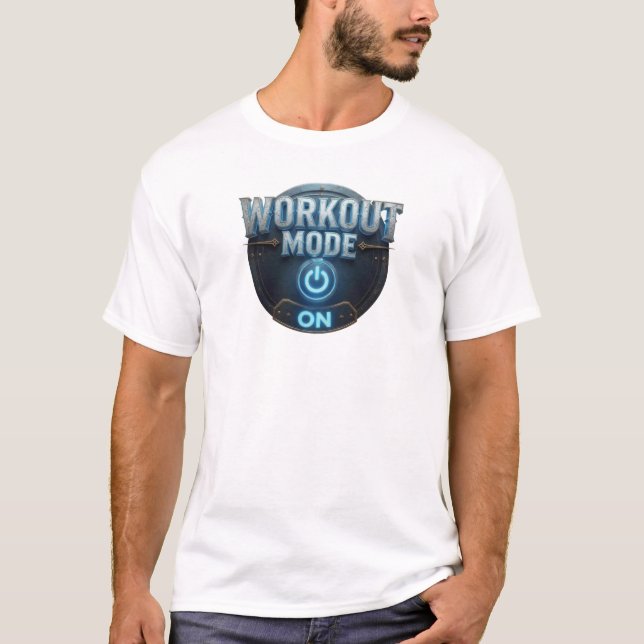 Auffallendes Blau WORKOUT MODE AN Stil Statement T-Shirt (Vorderseite)