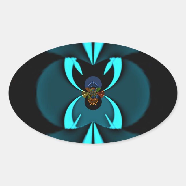 Auffallendes Design für Cyan und Black Vector Ovaler Aufkleber (Vorderseite)