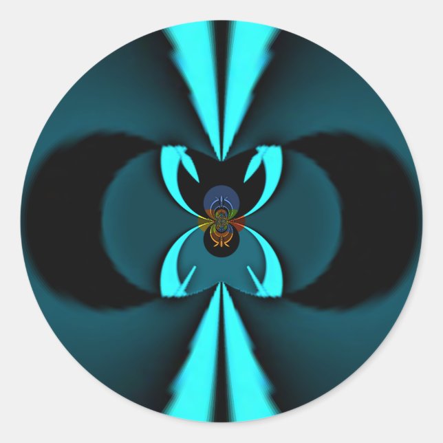 Auffallendes Design für Cyan und Black Vector Runder Aufkleber (Vorderseite)