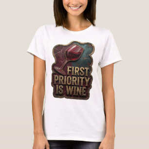 Auffallendes Gold ERSTES GEBOT IST WEIN T-Shirt