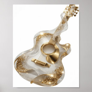 Auffallendes Gold GOLDEN GUITAR Zitat-Design Poster