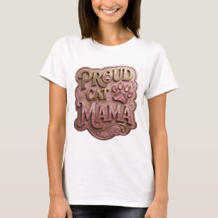 Auffallendes Gold PROUD CAT MAMA Druck T-Shirt