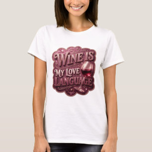 Auffallendes Gold WEIN IST MEINE LIEBESSPRACHE T-Shirt