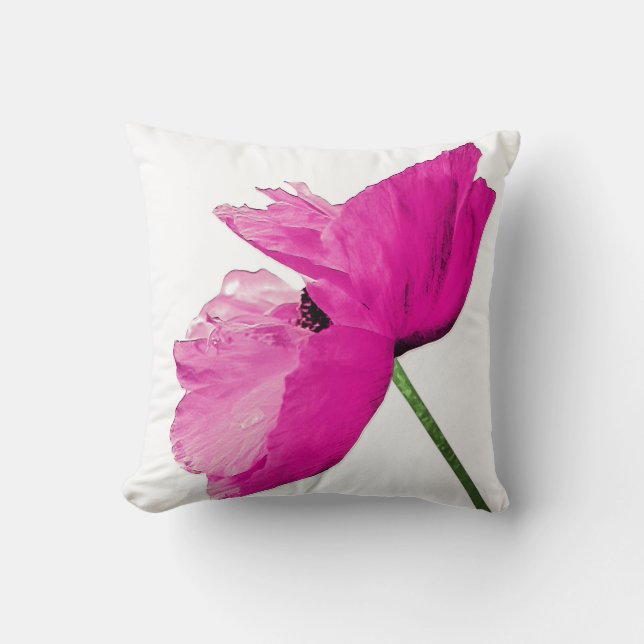 Auffallendes rosa Mohnblumenkissen Kissen (Vorderseite)
