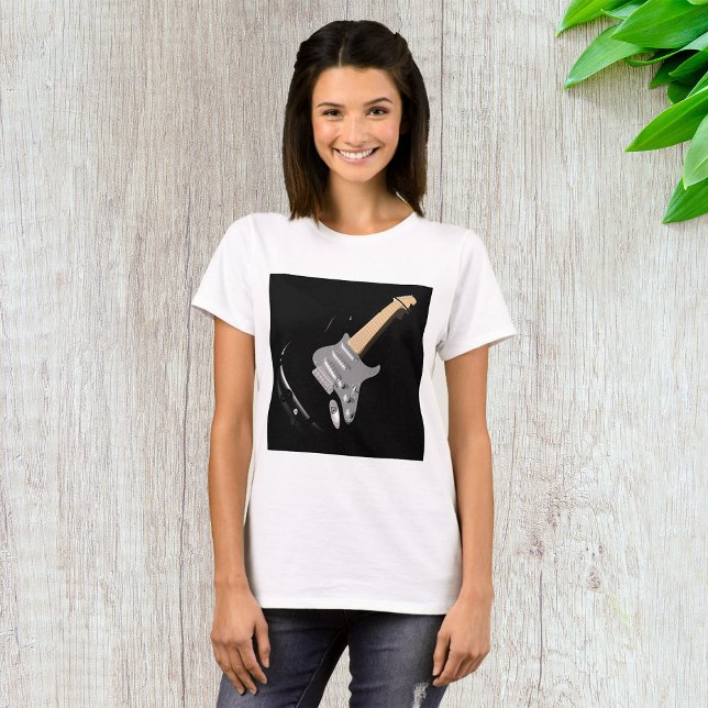 Auffallendes schwarzes elektrisches Gitarrenmusiki T-Shirt (Von Creator hochgeladen)