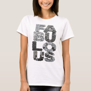 Auffallendes Silber FABULOUS Textdesign T-Shirt