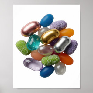 Auffallendes Silber-GUMMI-BÄREN-Text-Design Poster