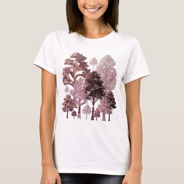 Auffallendes Silber PINK TREE FOREST T-Shirt (Vorderseite)