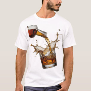 Auffallendes Silber WHISKY SPLASH 3D-Text Kunst T-Shirt