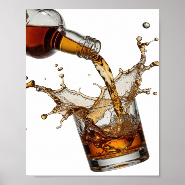Auffallendes Silber WHISKY SPLASH 3D-Text-Kunstwer Poster (Vorne)