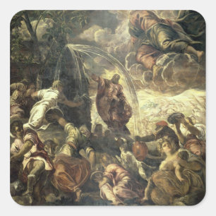 Auffallendes Wasser Moseses vom Felsen, 1575 Quadratischer Aufkleber