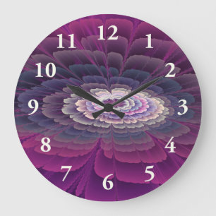 Auffällige Blumenfarbige Abstrakte Fraktal-Kunst R Große Wanduhr
