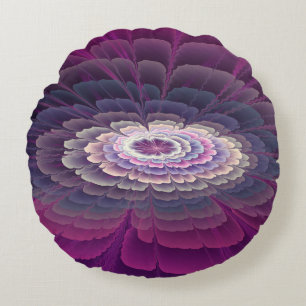 Auffällige Blumenfarbige Abstrakte Fraktal-Kunst R Rundes Kissen