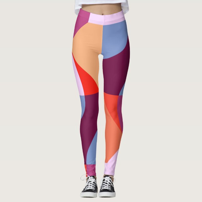 Auffällige farbige Kurven und Linien MusterLeggins Leggings (Vorderseite)