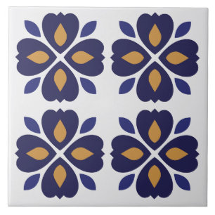 Auffällige florale Azulejos Portugiesisch marinebl Fliese