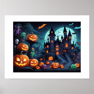 Auffällige Halloween Illustration Poster-Tapete Poster