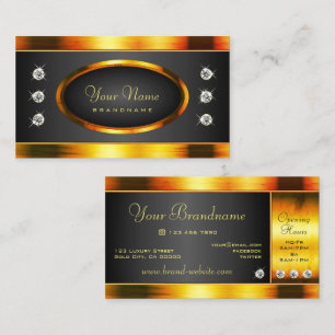 Auffällige schwarze und goldene funkelnde Diamante Visitenkarte