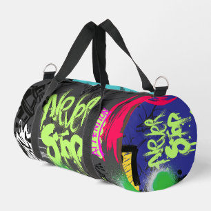 Auffällige Sprühfarbe Straßenkunst farbenfroh schw Duffle Bag