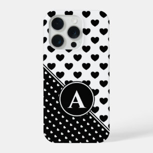 Auffälliger Schwarz-Weiß-Stil, individuelles Monog iPhone 15 Pro Hülle