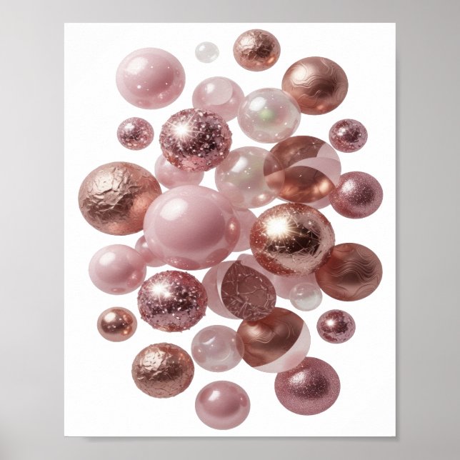 Auffälliger silberner KUNSTDRUCK ABSTRACT ART Poster (Vorne)