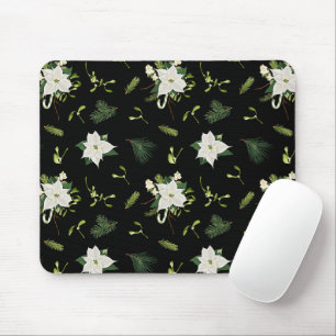 Auffälliges Blumenmuster auf Schwarz Mousepad