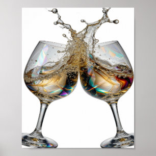 Auffälliges Silber-CHEERS-Textdesign Poster