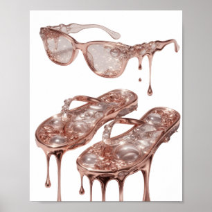 Auffälliges Silber ROSE GOLD GLAMOUR Textdesign Poster
