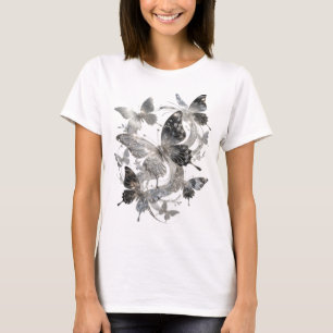 Auffälliges Silber-Schmetterlinge-Shirt-Design T-Shirt