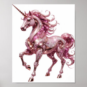 Auffälliges Silber-UNICORN-Design Poster