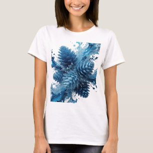 Auffälliges Silbernes BLUE FLORAL EXPLOSION Zitat- T-Shirt