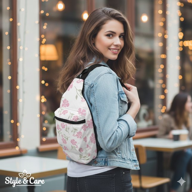Auffälliges Tiefrosa-Blumenmuster Stylisch Crossbody Bag (Eye-Catching Deep Pink Floral Pattern Stylish Sling Bag)