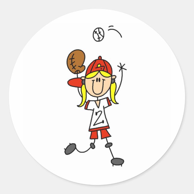 Auffangen eines Softball-Sticker Runder Aufkleber (Vorderseite)