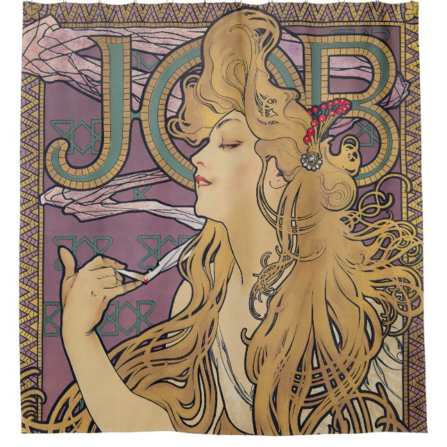 Aufgabe (1896) von Alphonse Mucha Duschvorhang (Vorderseite)
