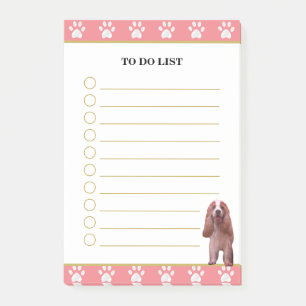 Aufgabenliste & Cocker Spaniel Hund mit Pfotenmust Post-it Klebezettel