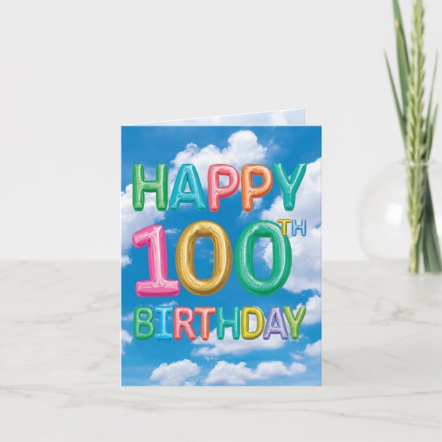 Aufgeblasene Messages Meilensteine 100 - Geburtsta Karte (Vorderseite)