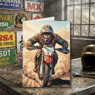 Aufgedreht und bereit zum Motocross-Geburtstag zu Karte